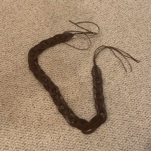 Brown leather tie belt